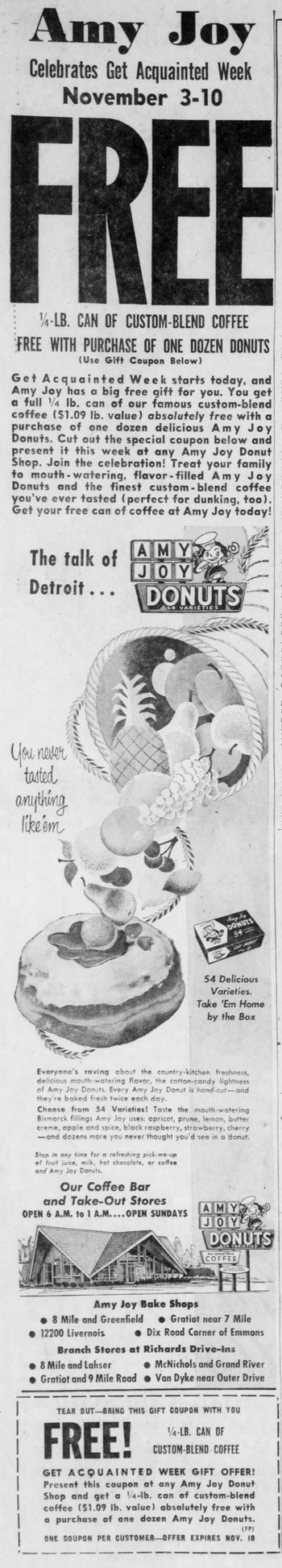 Amy Joy Donuts - Nov 03 1958 Article (newer photo)